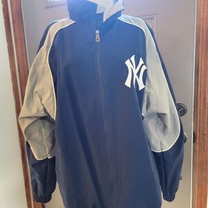 Majestic Navy and Gray Windbreaker with NY Logo